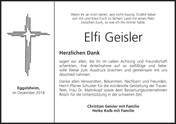 Anzeige von Elfi Geisler von MGO