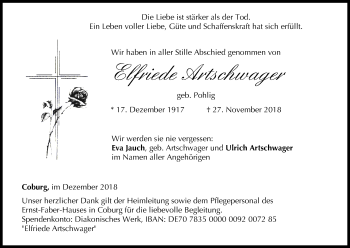 Anzeige von Elfriede Artschwager von MGO