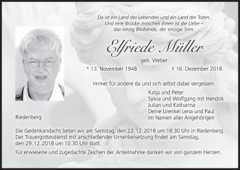 Anzeige von Elfriede Müller von MGO