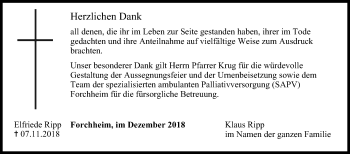 Anzeige von Elfriede Ripp von MGO