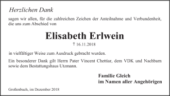 Anzeige von Elisabeth Erlwein von MGO