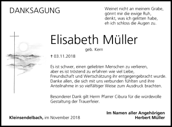 Anzeige von Elisabeth Müller von MGO