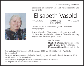 Anzeige von Elisabeth Vasold von MGO