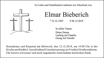 Anzeige von Elmar Bieberich von MGO