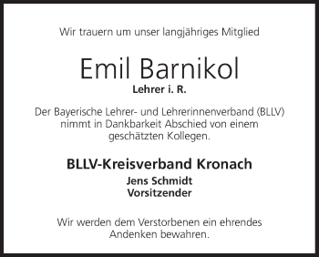 Anzeige von Emil Barnikol von MGO