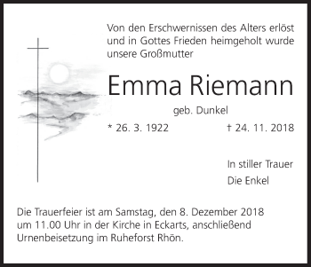 Anzeige von Emma Riemann von MGO