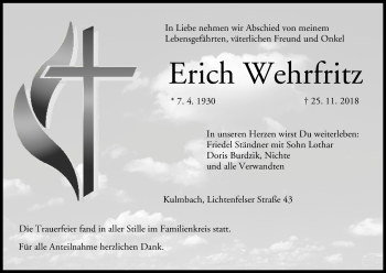 Anzeige von Erich Wehrfritz von MGO