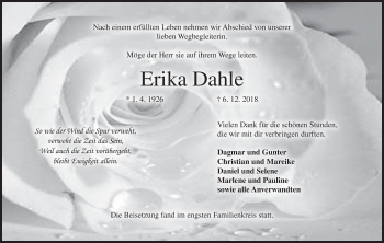 Anzeige von Erika Dahle von MGO