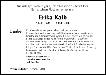 Anzeige von Erika Kalb von MGO