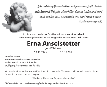 Anzeige von Erna Anselstetter von MGO