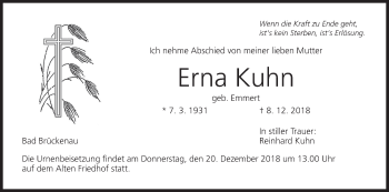 Anzeige von Erna Kuhn von MGO