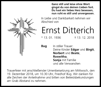 Anzeige von Ernst Ditterich von MGO