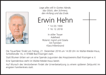Anzeige von Erwin Hehn von MGO