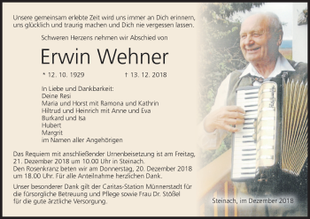 Anzeige von Erwin Wehner von MGO