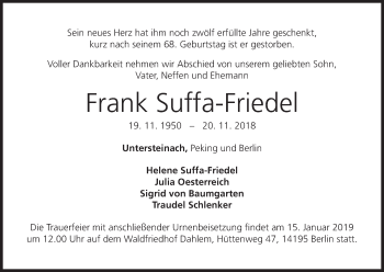 Anzeige von Frank Suffa-Friedel von MGO