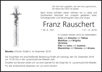 Anzeige von Franz Rauschert von MGO
