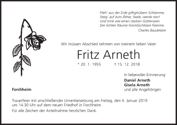Anzeige von Fritz Arneth von MGO