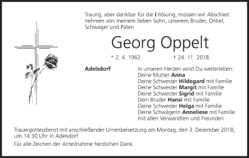 Anzeige von Georg Oppelt von MGO