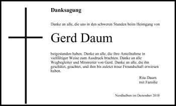 Anzeige von Gerd Daum von MGO