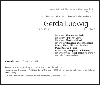 Anzeige von Gerda Ludwig von MGO