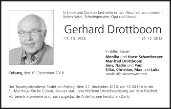Anzeige von Gerhard Drottboom von MGO