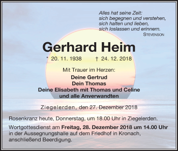 Anzeige von Gerhard Heim von MGO
