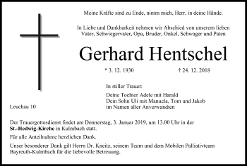 Anzeige von Gerhard Hentschel von MGO