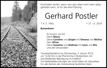 Anzeige von Gerhard Postler von MGO