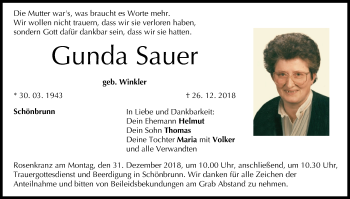 Anzeige von Gunda Sauer von MGO