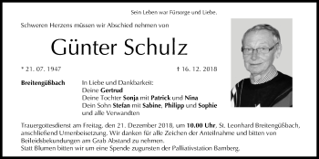 Anzeige von Günter Schulz von MGO
