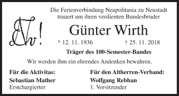 Anzeige von Günter Wirth von MGO