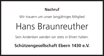 Anzeige von Hans Braunreuther von MGO