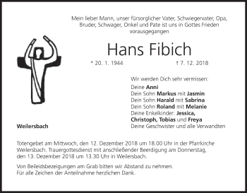 Anzeige von Hans Fibich von MGO