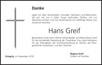 Anzeige von Hans Greif von MGO