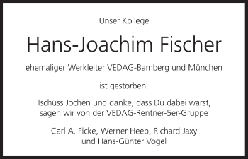 Anzeige von Hans-Joachim Fischer von MGO