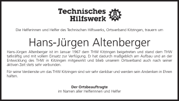 Anzeige von Hans-Jürgen Altenberger von MGO