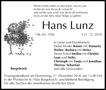 Anzeige von Hans Lunz von MGO