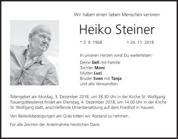 Anzeige von Heiko Steiner von MGO