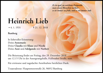 Anzeige von Heinrich Lieb von MGO