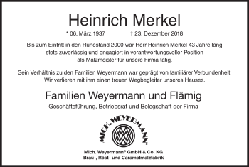 Anzeige von Heinrich Merkel von MGO