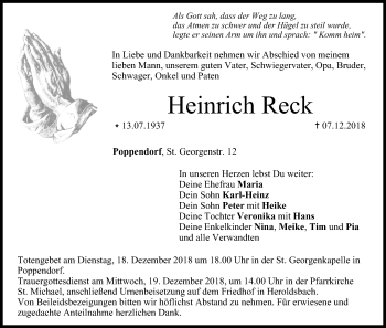 Anzeige von Heinrich Reck von MGO