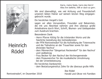 Anzeige von Heinrich Rödel von MGO