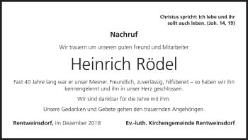 Anzeige von Heinrich Rödel von MGO