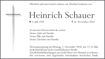 Anzeige von Heinrich Schauer von MGO