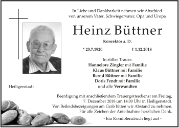 Anzeige von Heinz Büttner von MGO