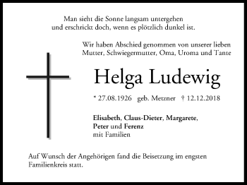 Anzeige von Helga Ludewig von MGO
