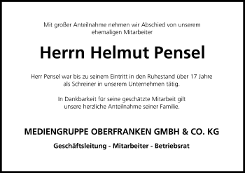 Anzeige von Helmut Pensel von MGO
