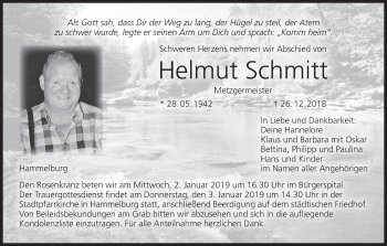Anzeige von Helmut Schmitt von MGO