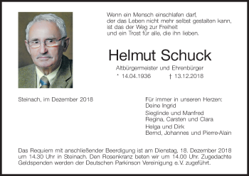 Anzeige von Helmut Schuck von MGO