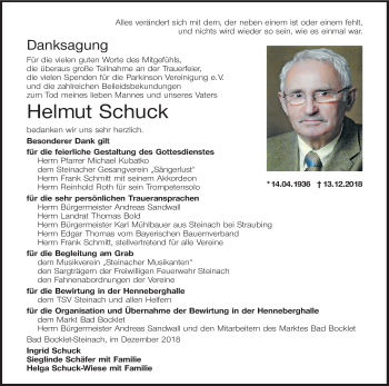 Anzeige von Helmut Schuck von MGO